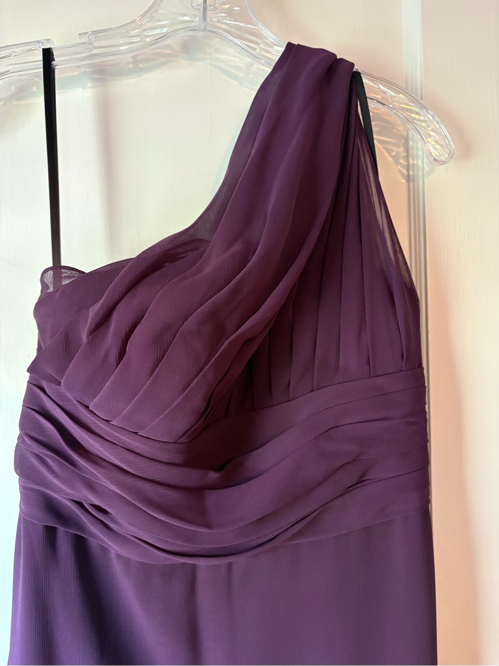 WToo Elegant Full-Length Chiffon 
One-Shoulder Eggplant Purple Evening Dress